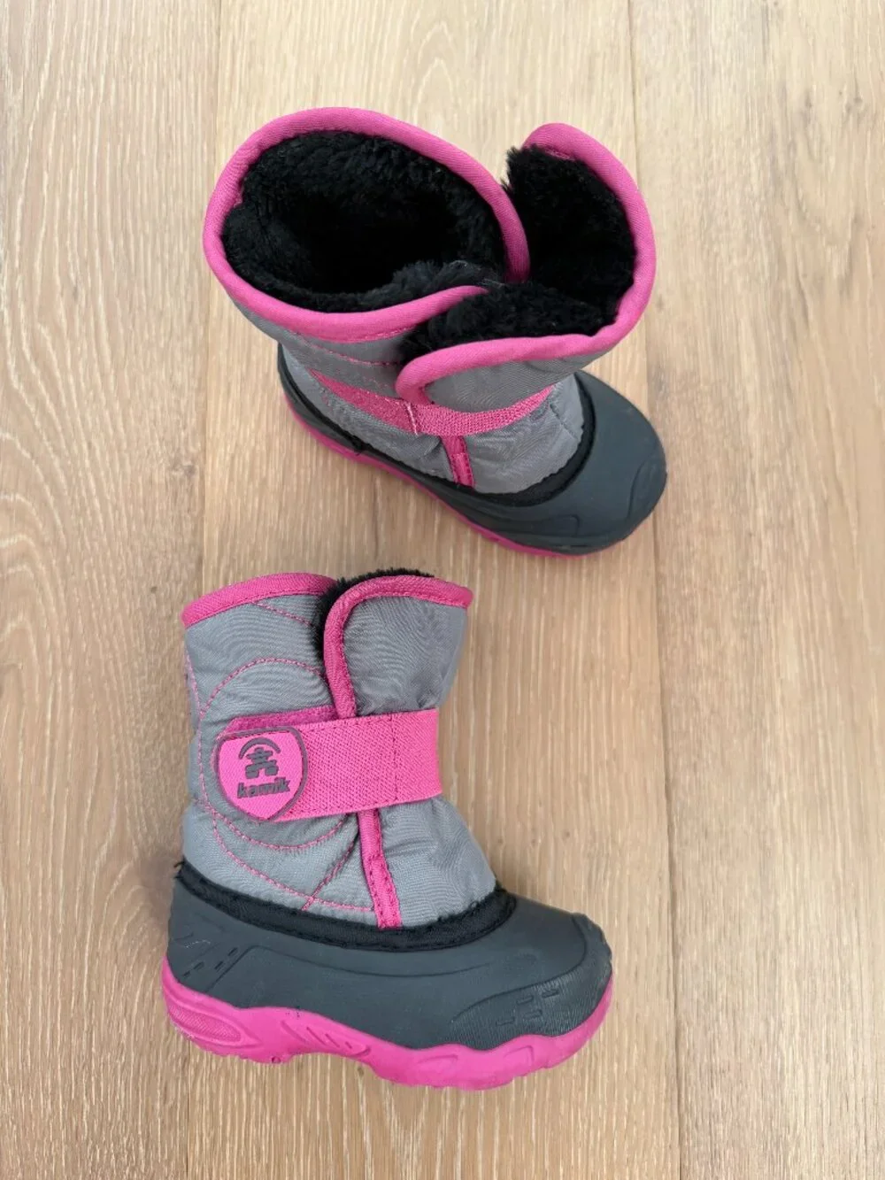 Kamik Snow Boots Toddler 5 Snowbug5 Pink Gray Black Magenta Faux Fur Kids